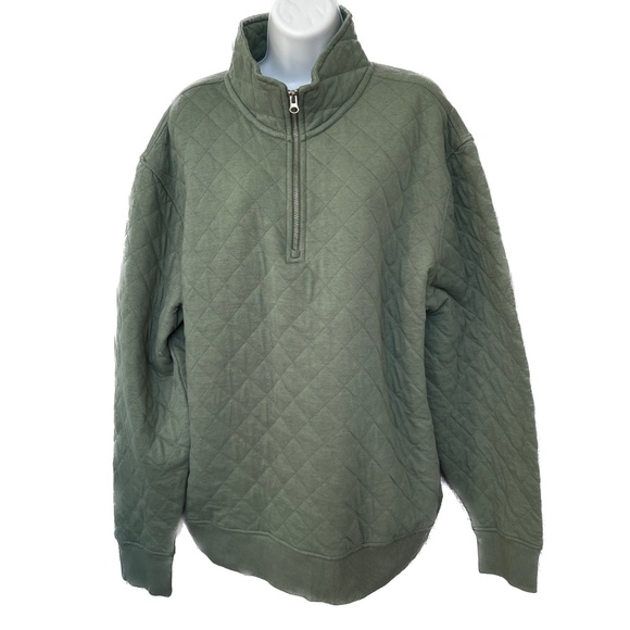 Old Navy Sweatshirt Quilted 1/4 Zip Pullover Jacket Womens Size Large Green New - Picture 1 of 8